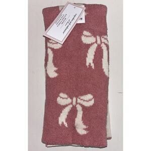 Cupcakes and Cashmere Pink & Cream Bow Kitchen Towels Set of 2 Fluffy